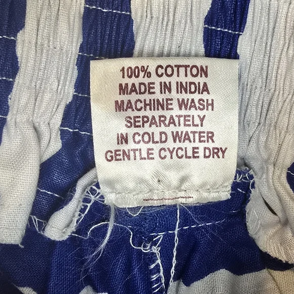 NF Striped 100% Cotton Box Pleated Maxi Skirt Blue/ White One Size Whit Pockets - Picture 6 of 16